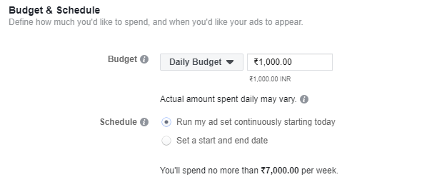 facebook budget planning