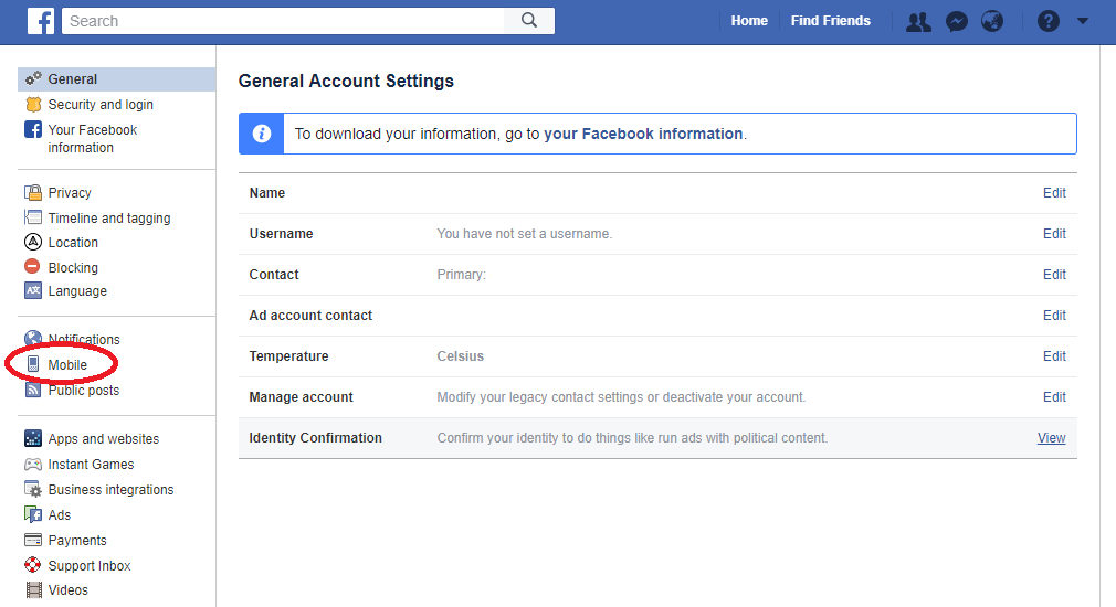 how to trace facebook account using mobile number