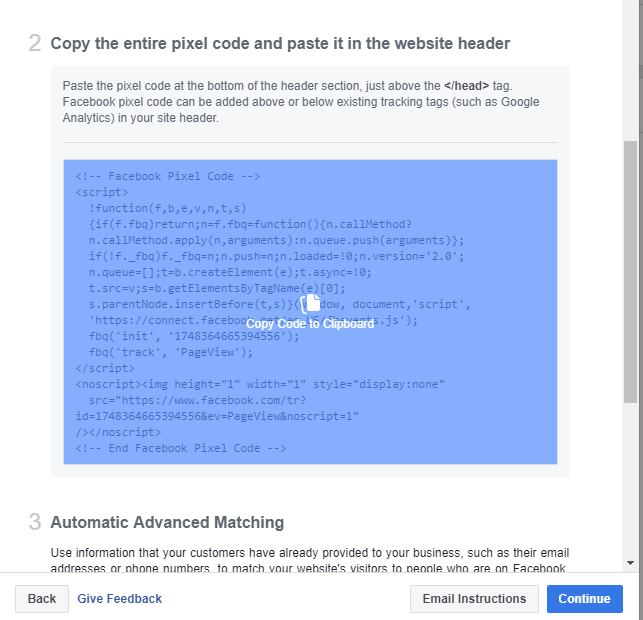 generate facebook pixel code